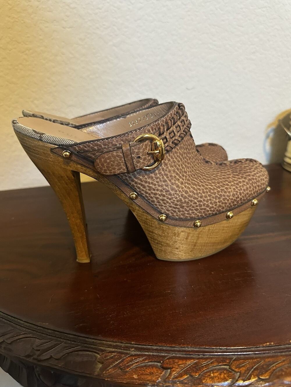 Y2K Gucci Brown Janis Studded Platform Clogs Size 8.5 - Euro 39.5 Free Shipping